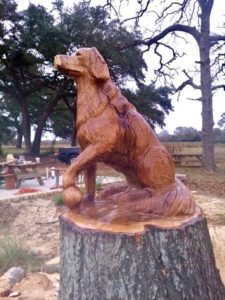 Dog carved out of wood