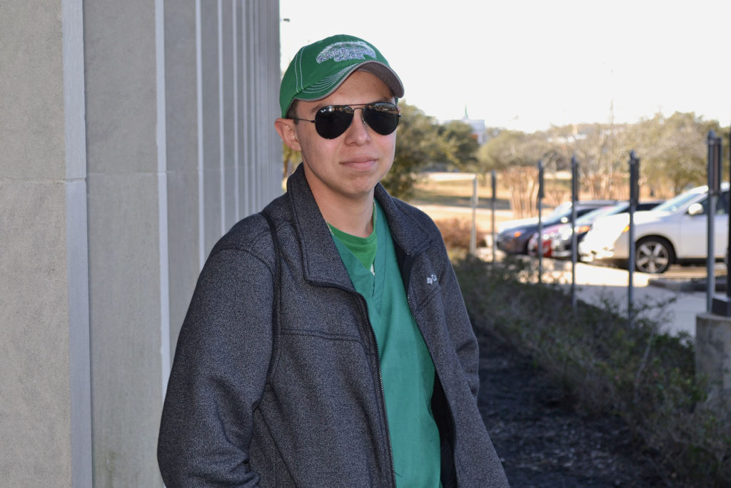 Steven Sanchez standing on Lee College campus