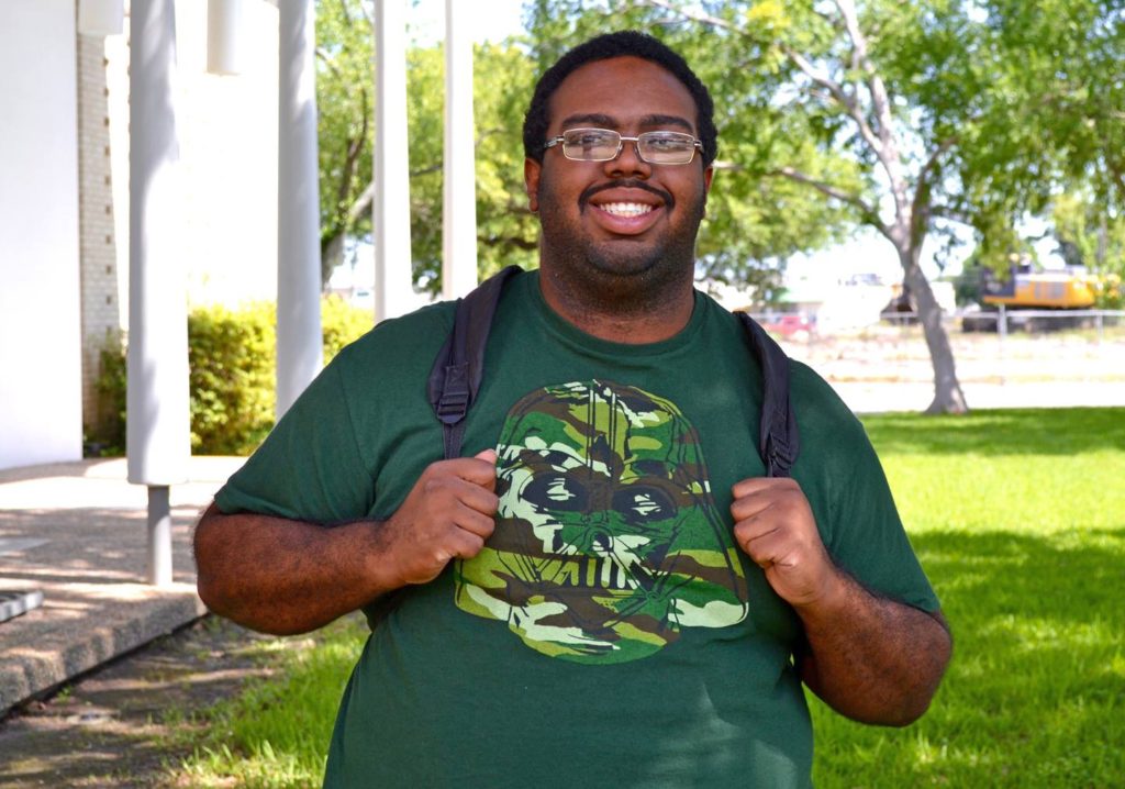 Bruce Avery outside library