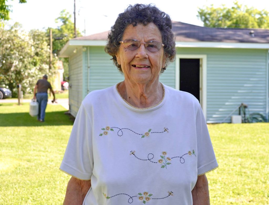 Evelyn Wotipka in her back yard