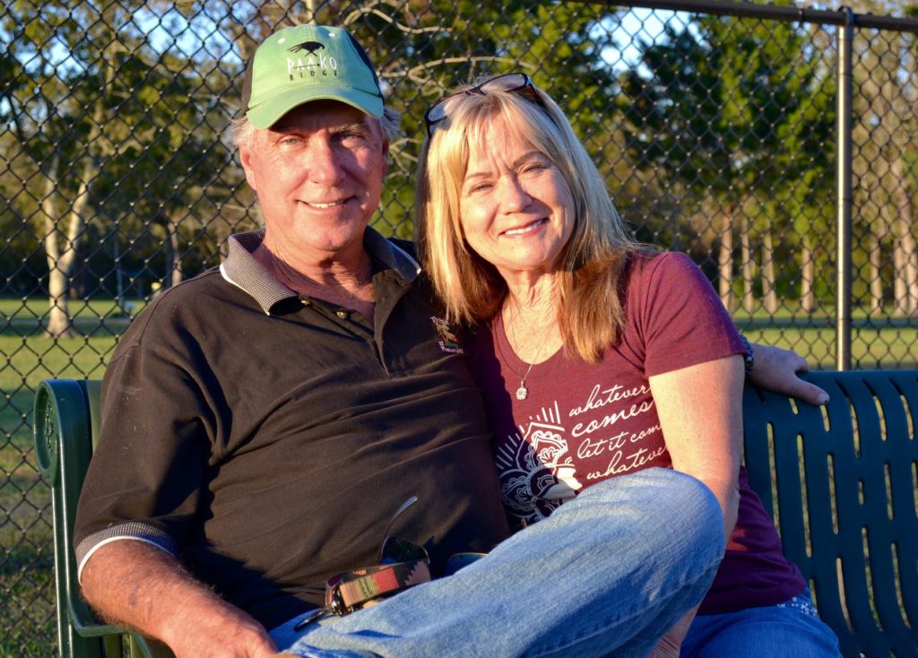 Kathleen Tavary Lemon and Mickey Brand at the dog park
