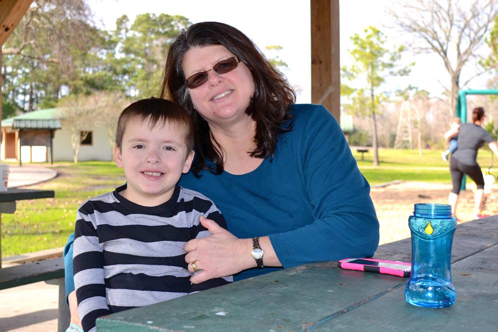 Mom and son at park