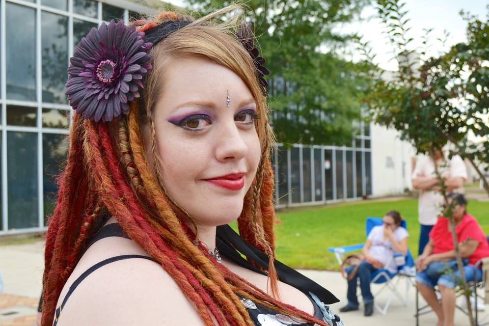 Woman with colorful dreads