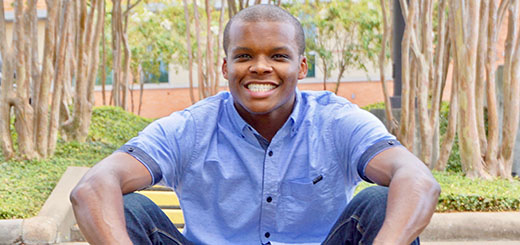 Anthony Roberson sits in front of Lee College in Baytown.