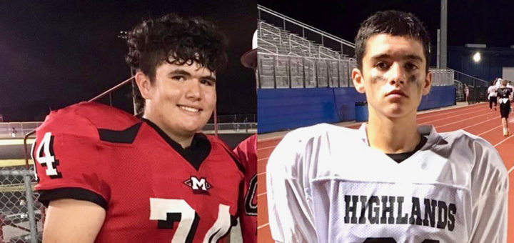 Brothers Jace and Jalen Davis wearing football uniforms