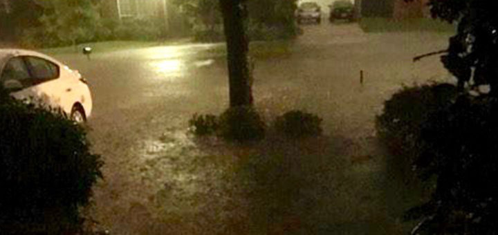 James Kingsmill's flooded driveway