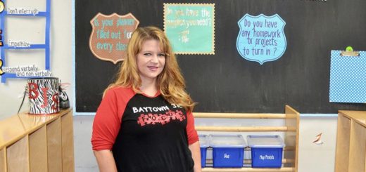 Jennifer NErf stands in her classroom