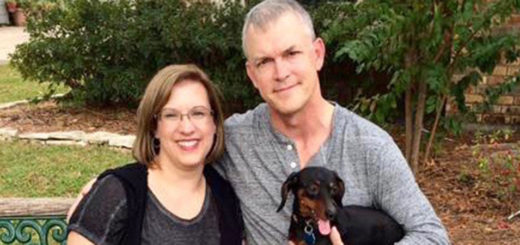 John Selensky with his wife and dogs