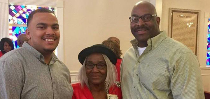 Kenneth Clark in church with his mother and son