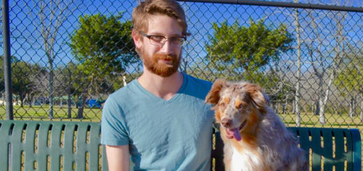 Michael Roosa at the park with his dog