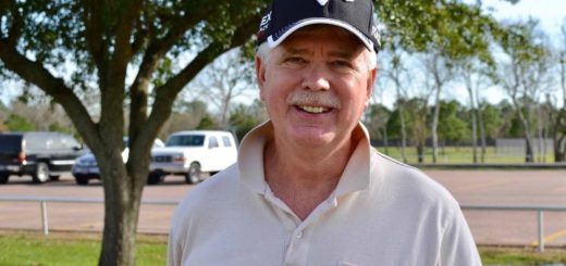 Mike Thorn stops during a walk at the park