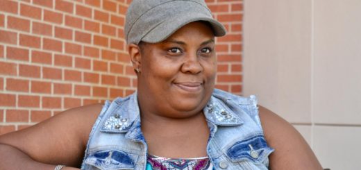 Tria Hodge waits for class to start at Lee College