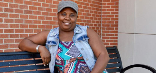 Tria Hodge sits on bench at Lee College