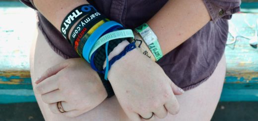 Colored wristbands on your woman's arm