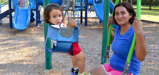 Christy Eaton and her son at the park