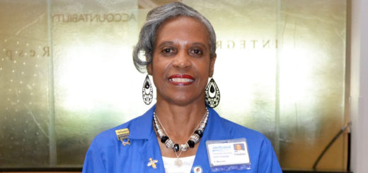 Claudette Barnett stands inside the hospital lobby