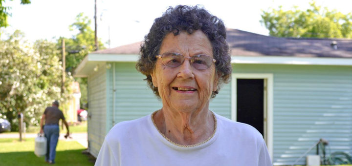 Evelyn Wotipka in her back yard