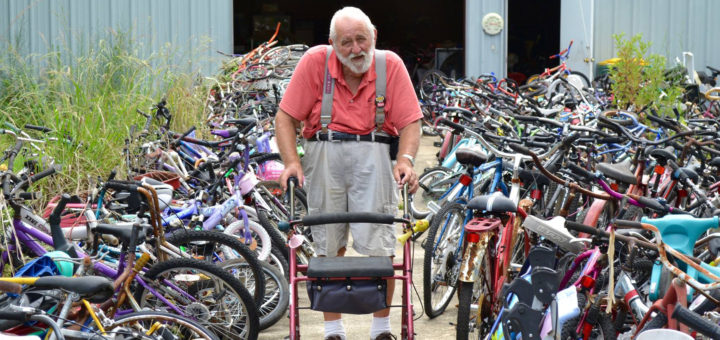 Ken "Fat Mac" Williamson at his bike repair shop