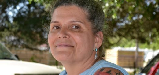 Kim Buscaglia in her driveway