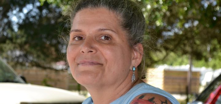 Kim Buscaglia in her driveway