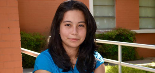 Monica Gutierrez sitting on Lee College campus
