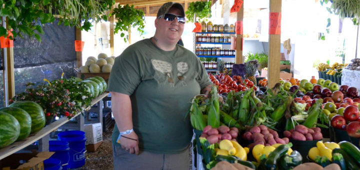 Shirley Barron at her fruit and vegetable stand