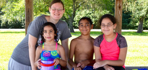 Tonya Herrera with her children at the splash park