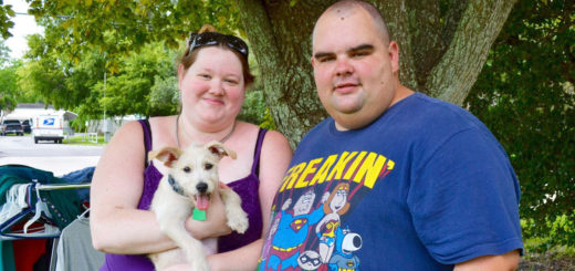 Angela and Geoffrey Murray with their dog