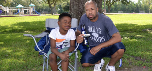 Cameron Landry with his son