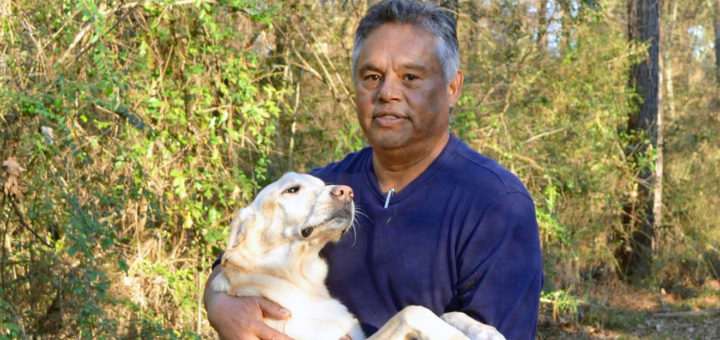 Carmen Lopez with his dog at the park