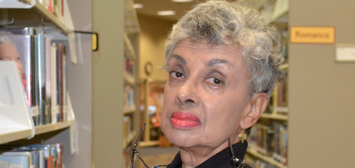 Carol Grevenberg in the library