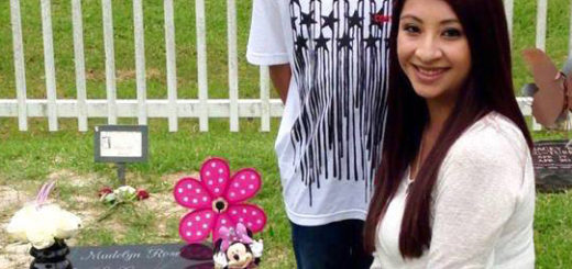 Crystal Ortiz at grave of her daughter