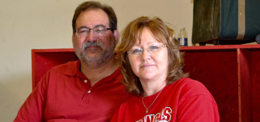 Donna and George Beaube at garage sale