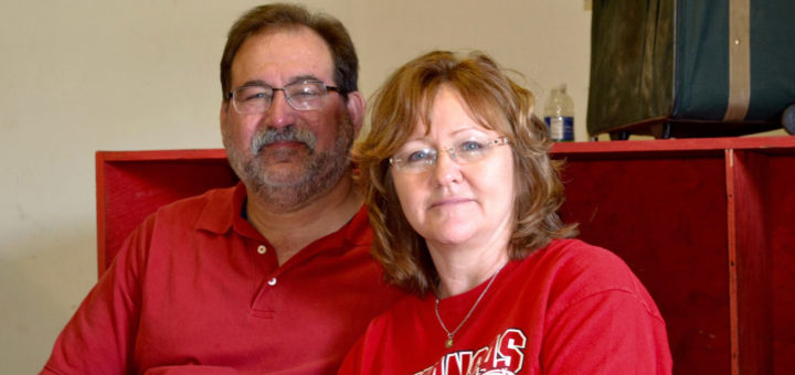 Donna and George Beaube at garage sale