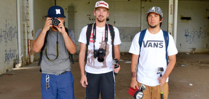 Three young guys at abandoned hospital