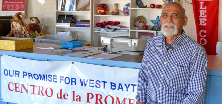 Fred Aguilar sits inside the Promise Center