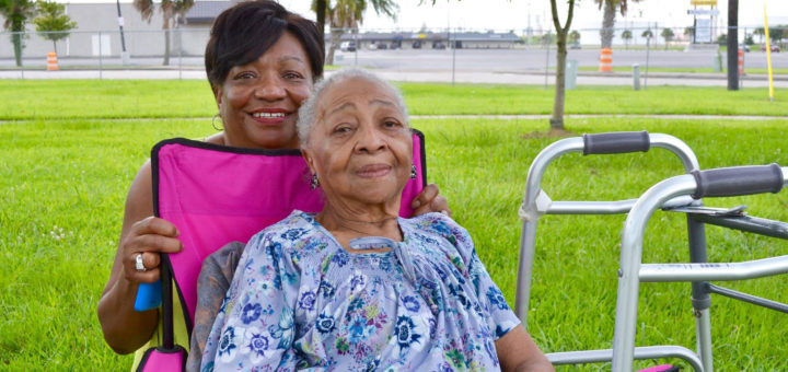 Gloria Criswell with her mother at park