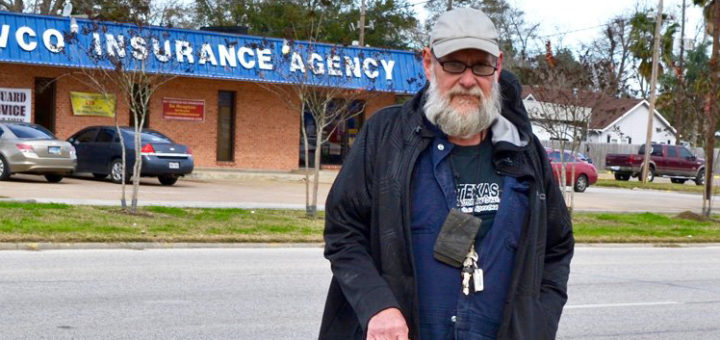 Greg Haney walking his dog
