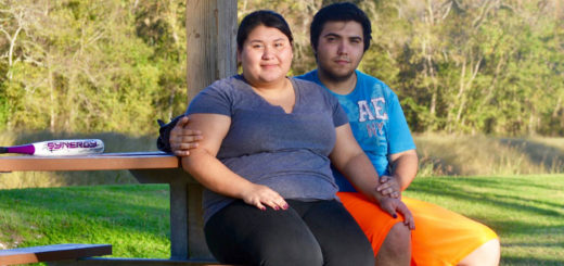 Jason and Cresencia on park bench