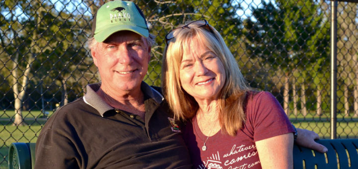 Kathleen Tavary Lemon and Mickey Brand at the dog park