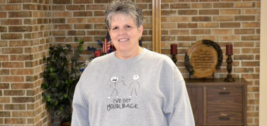 Marcie Pratt Hill in church lobby