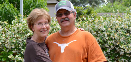 Sarah Jeffcoat with her husband in the yard