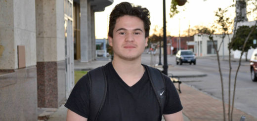 Socrates Monica wearing his backpack