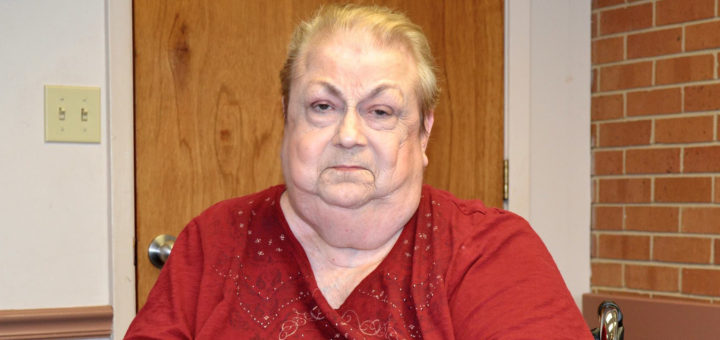 Susie Williams in a wheelchair