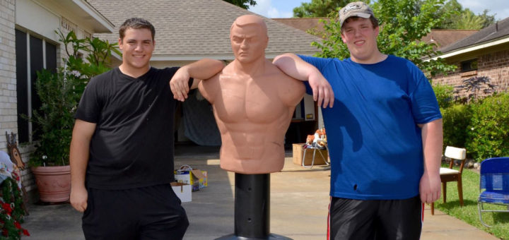 Travis and Charlie at garage sale