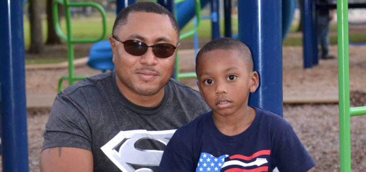 Tyron Dieudonné with his son