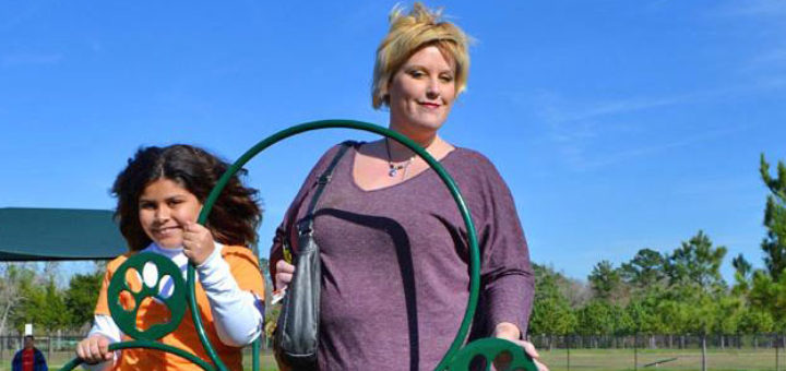 Mom and daughter at park