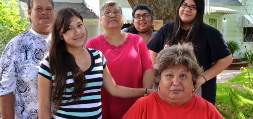 Woman with her large family