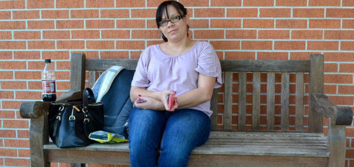 Students sits at Lee College