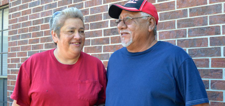 Husband and wife at garage sale